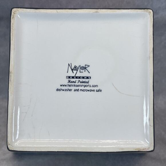 Modern Mary Naylor Designs Large Square Bowl Abstract Geometric 8 x 4.75 in Rare - Picture 5 of 8